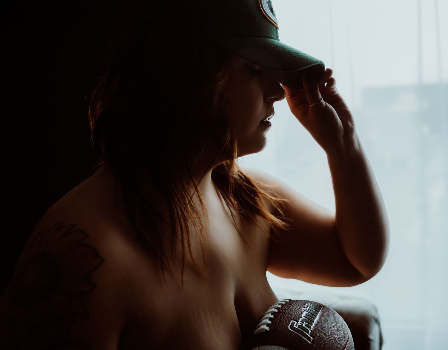 football boudoir photography inspired photoshoot with Boudoir by KJ