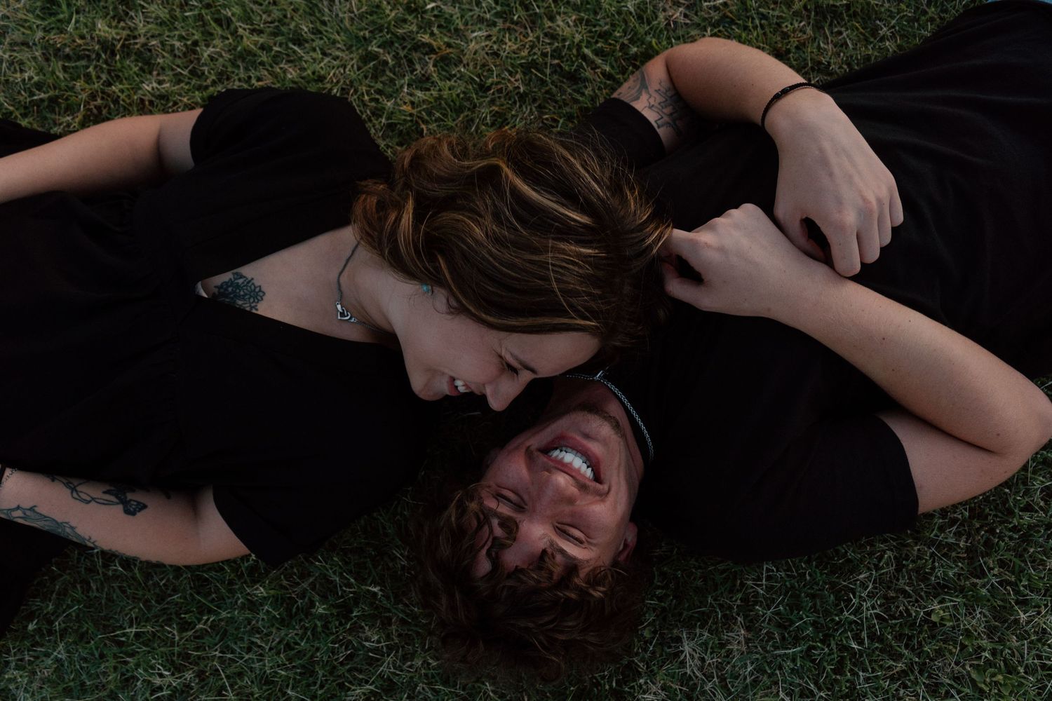 candid engagement photo
