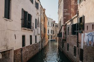 Canals in Venice Italy on a sunny day.