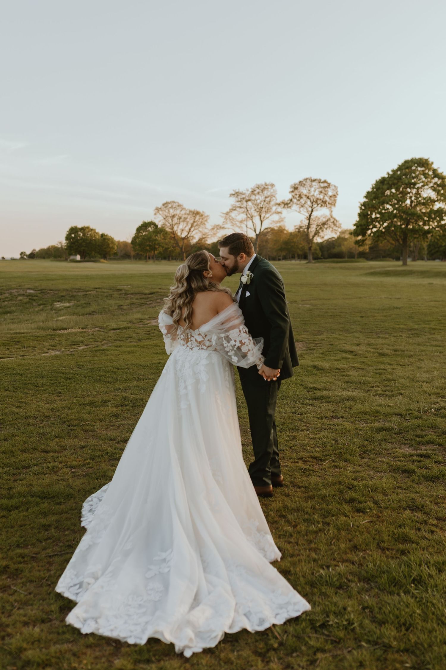 Long Island bride and groom kissing