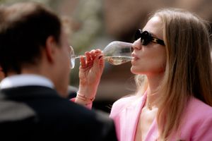 elegant lady drinking champagne