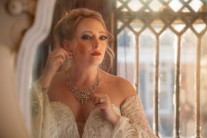 Bride getting ready vintage photos