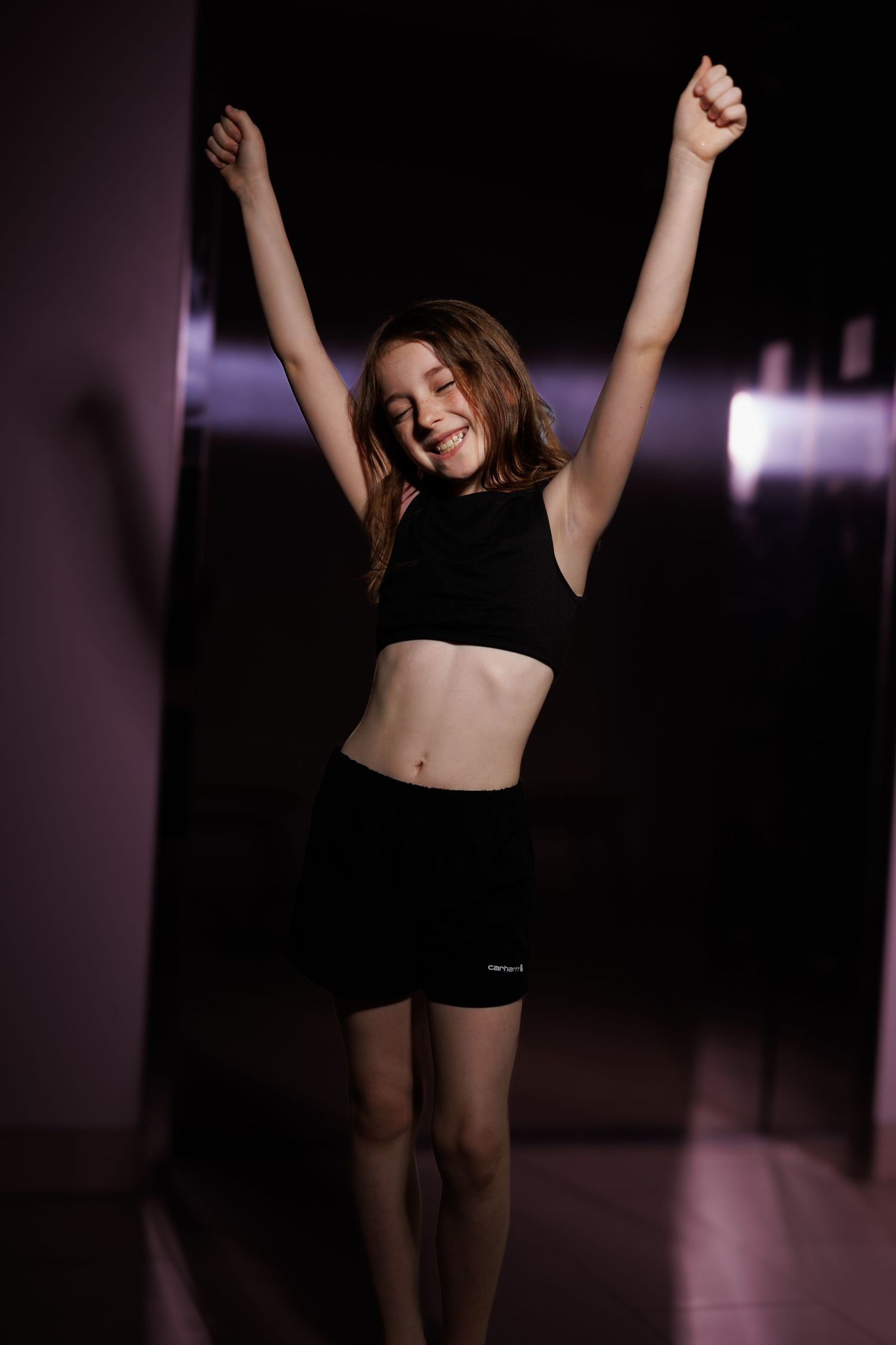 Dancer by an elevator