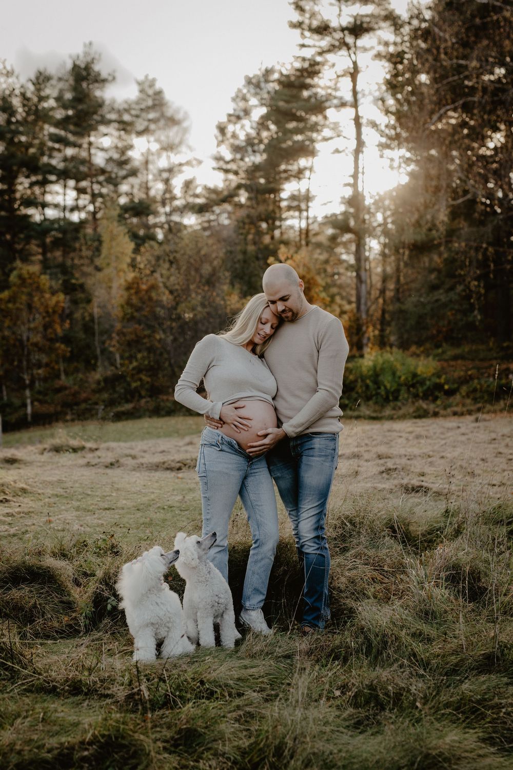 Gravidfotografering utomhus höst Kinna