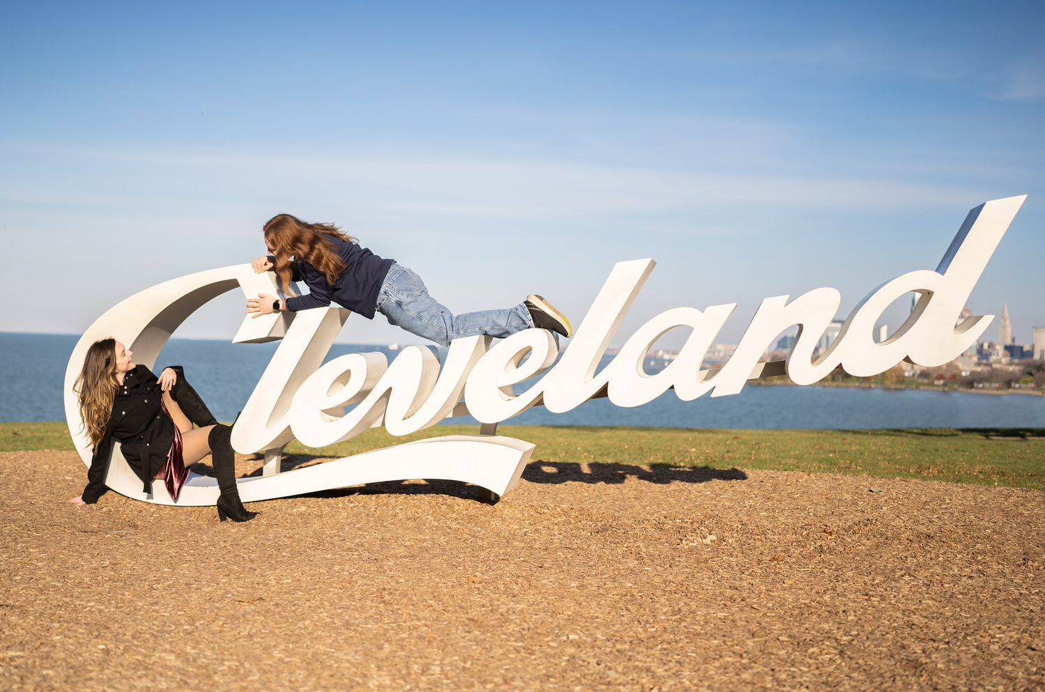 engaged couple share a funny moment during their photo session