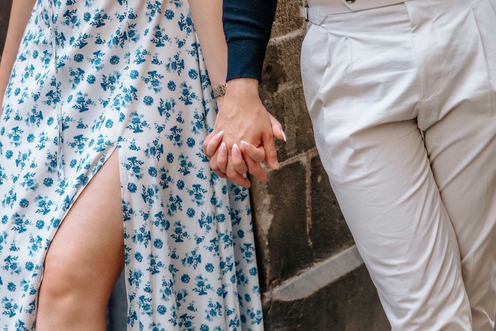 Romantic stroll in Old City Barcelona