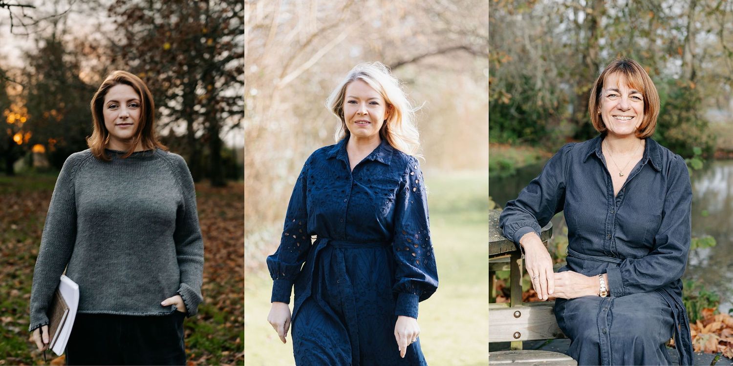 A series of professional headshots showing people in casual business attire against outdoor and studio backgrounds.
