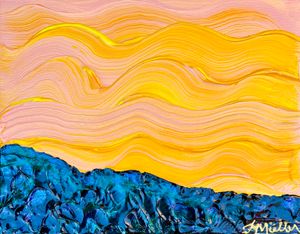 art of faith muller 20221010 “Golden Autumn Sky”, 11”x14”, acrylic on canvas
