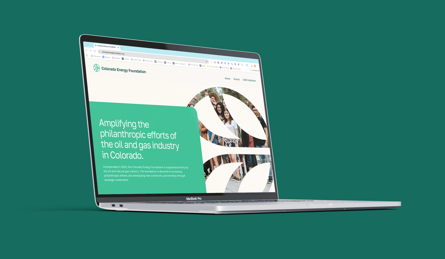 Green presentation slide mockup showing multiple page layouts.