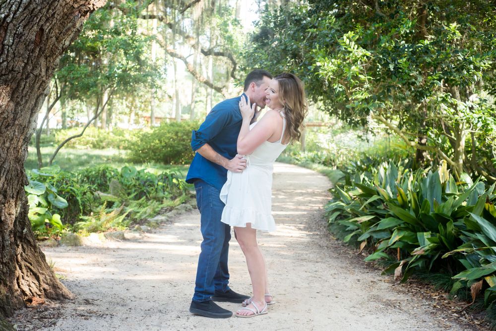 Duo engagement portrait session at Washington Oaks Garden. Natural lighting soft and elegant