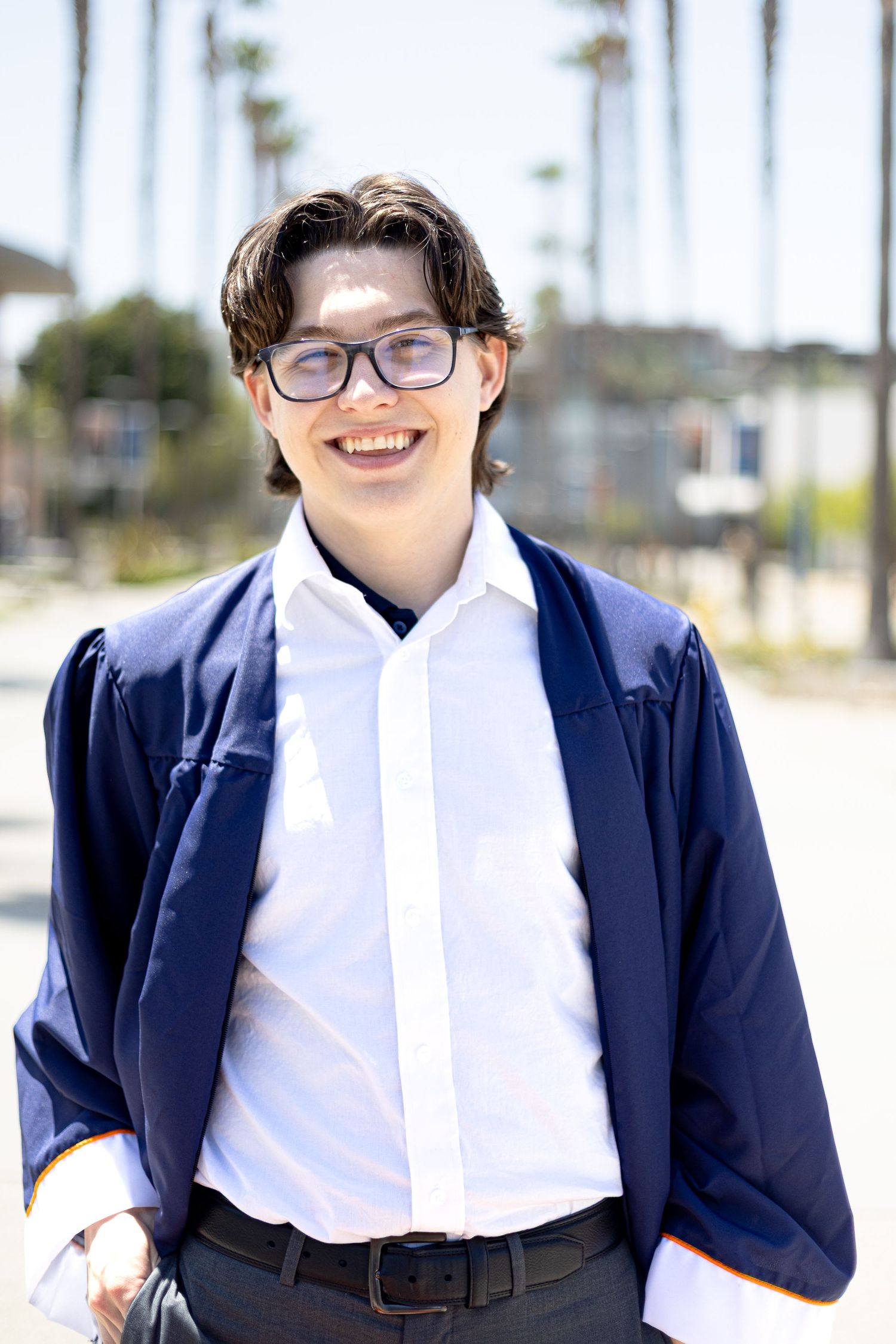 Simple smile during Cal State Fullerton graduation session in Souther California by Graduation photographer.