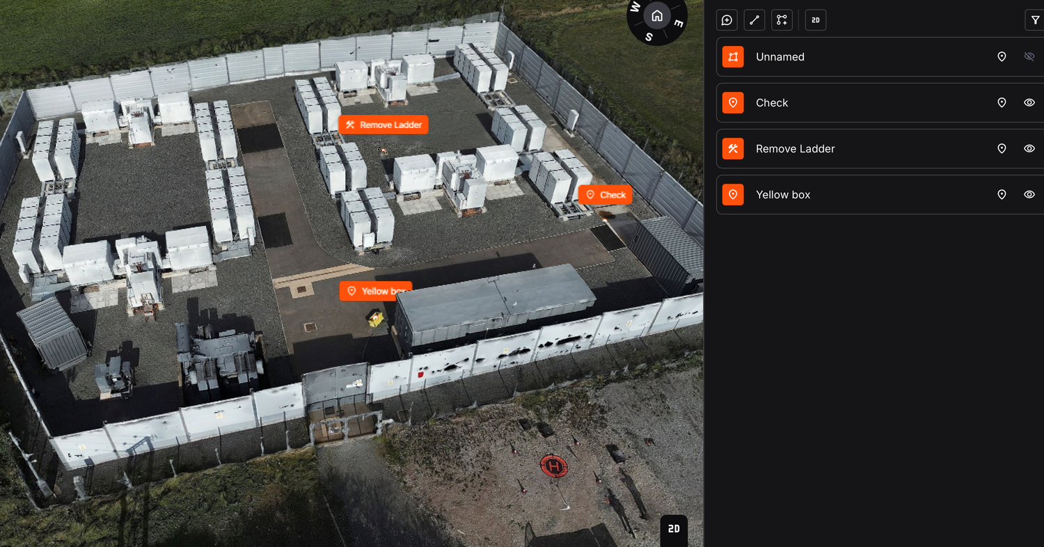 Aerial Site Intelligence 3d Model by CDP Ltd showing battery energy site oblique mapping mission