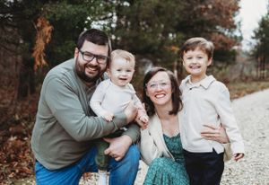 family gravel drive mom and dad two boys