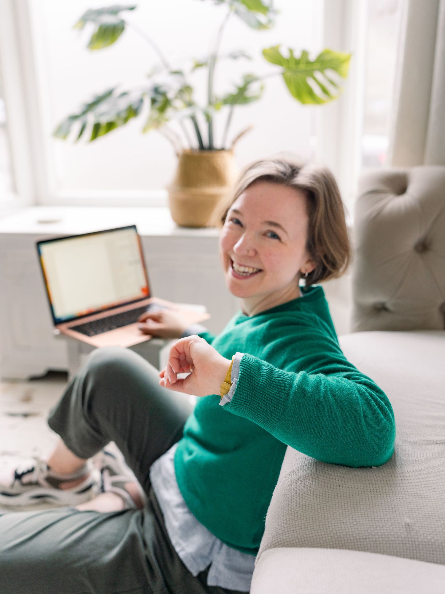 Natural light brand portrait for a service based business owner in Kent by Laura AnySomething photography