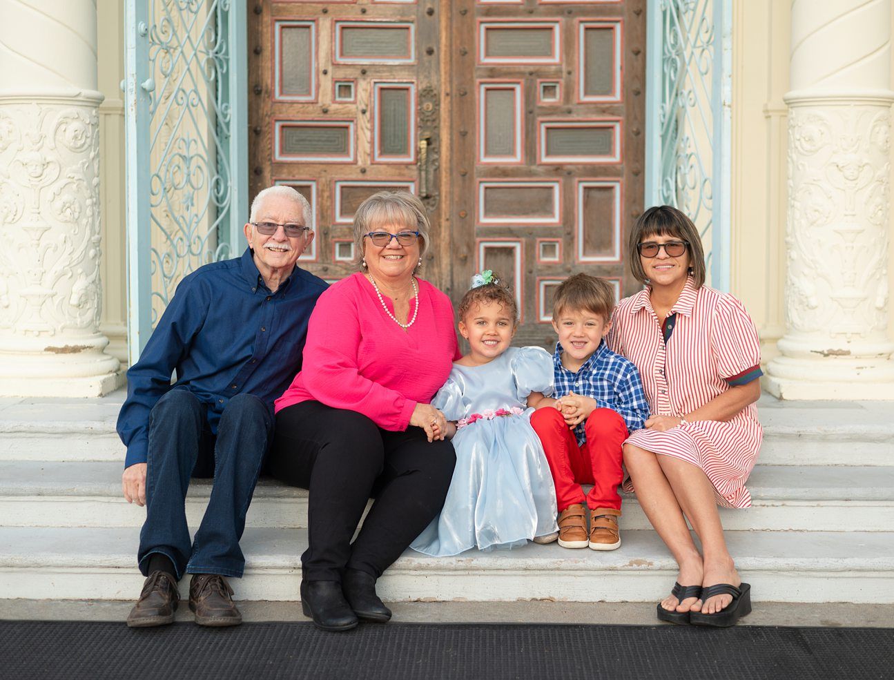 Four Year Girl Old Birthday Milestone Session with Family and Grandparents at OKWU by Bartlesville Family Photographer Kristi BRay