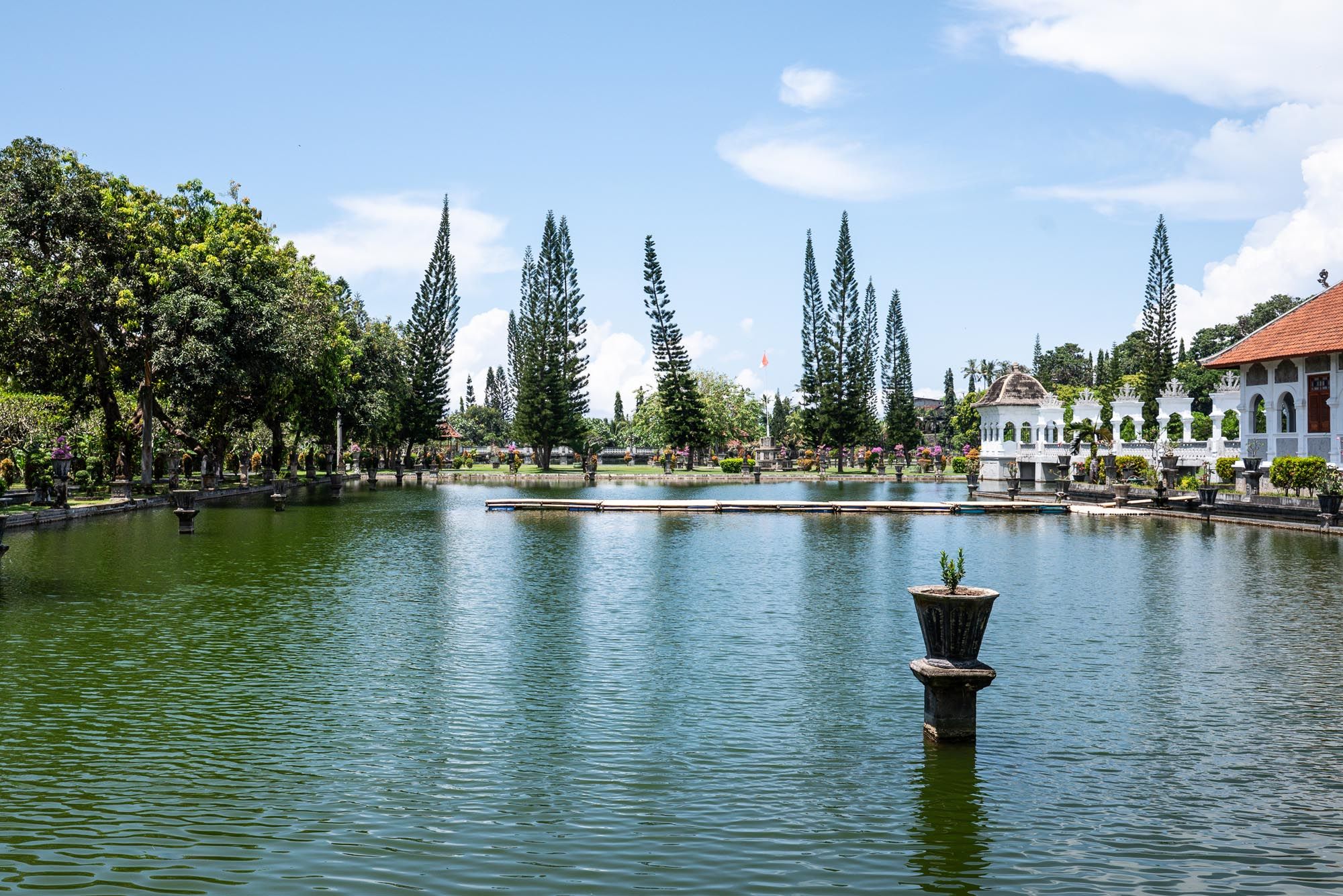 Taman Ujung Water Palace ponds and stone bridges