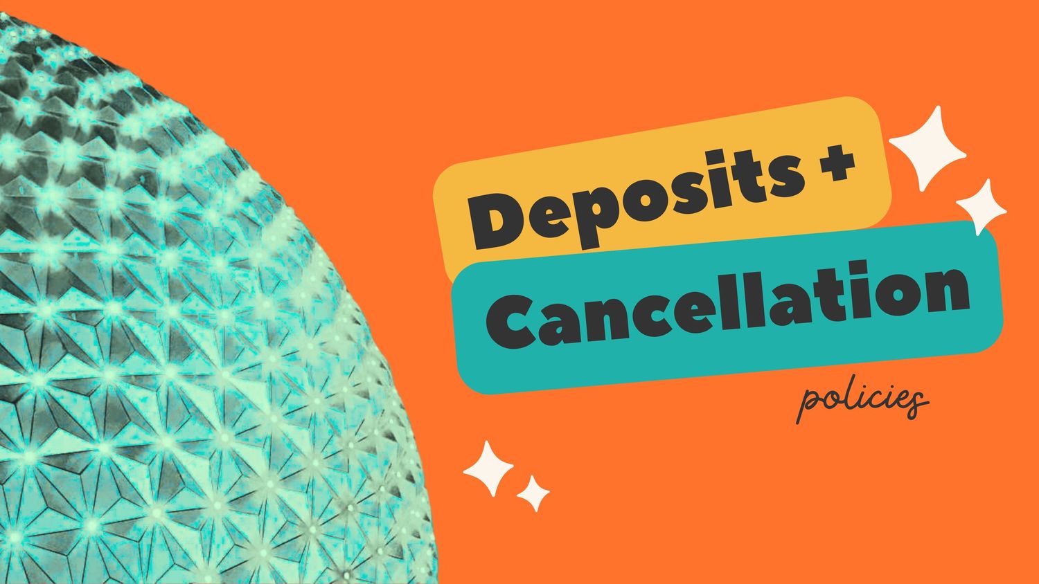 Spherical geometric pattern with Deposits text overlay on orange background.