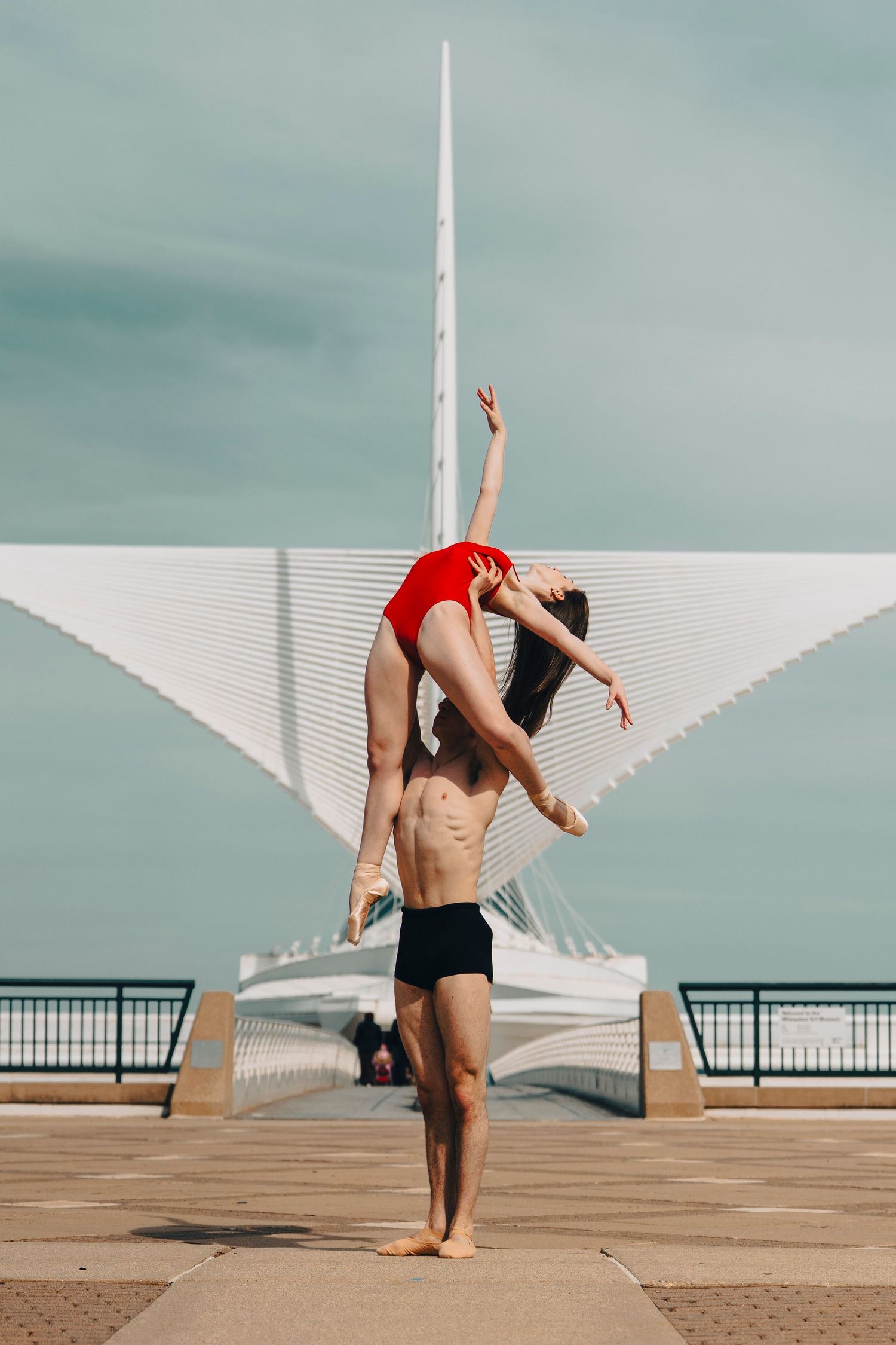 Elegant pas de deux captured in Milwaukee Ballet dance photography at the Milwaukee Art Museum