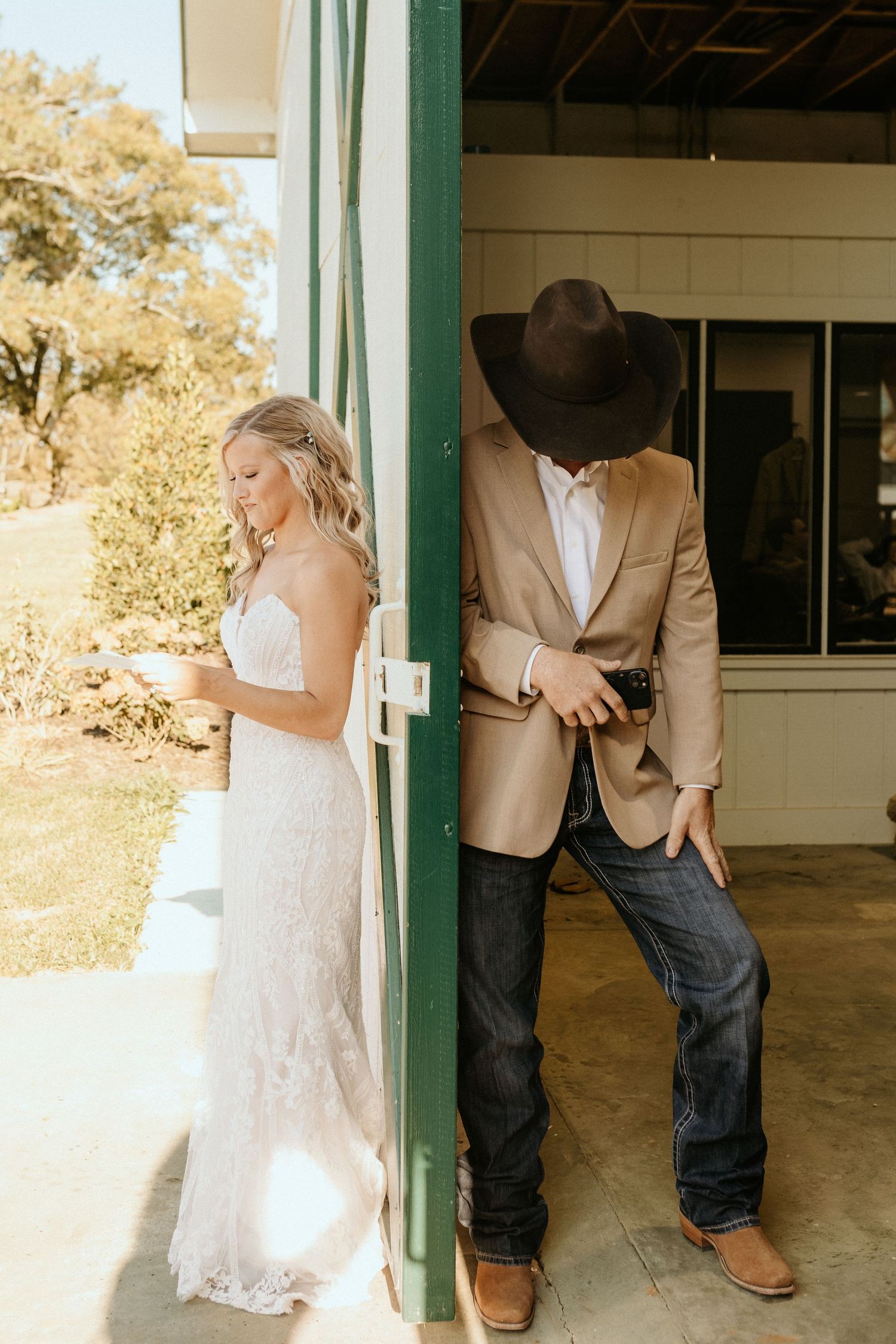 Photograph of private vow exchange at a wedding in Senoia, Georgia