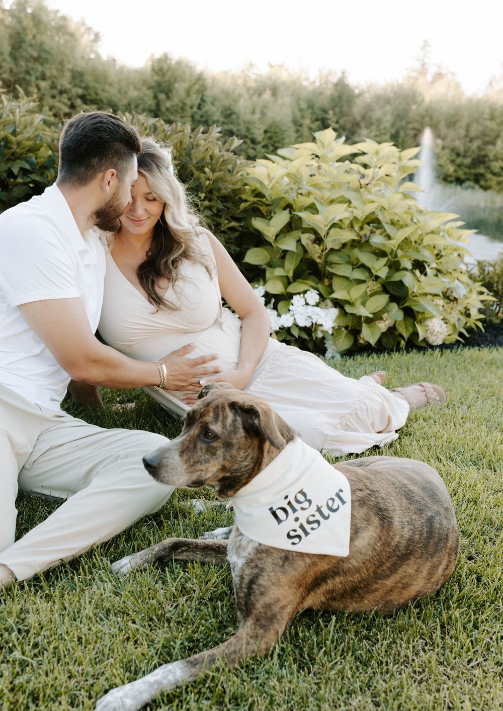 Outdoor maternity photoshoot during golden hour in New Hampshire.