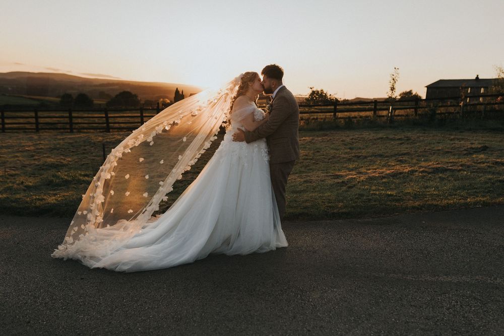 the wellbeing farm wedding photography bride groom sunset