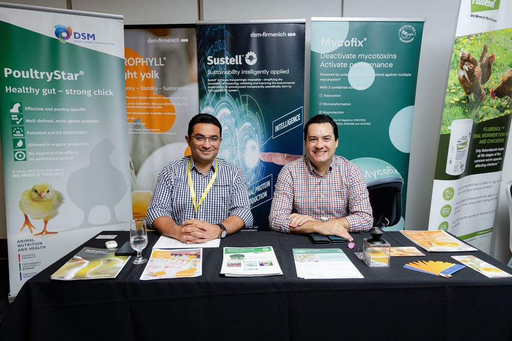 Fremantle Conference Photographer captures trade show booth displays showcasing poultry industry products and services.