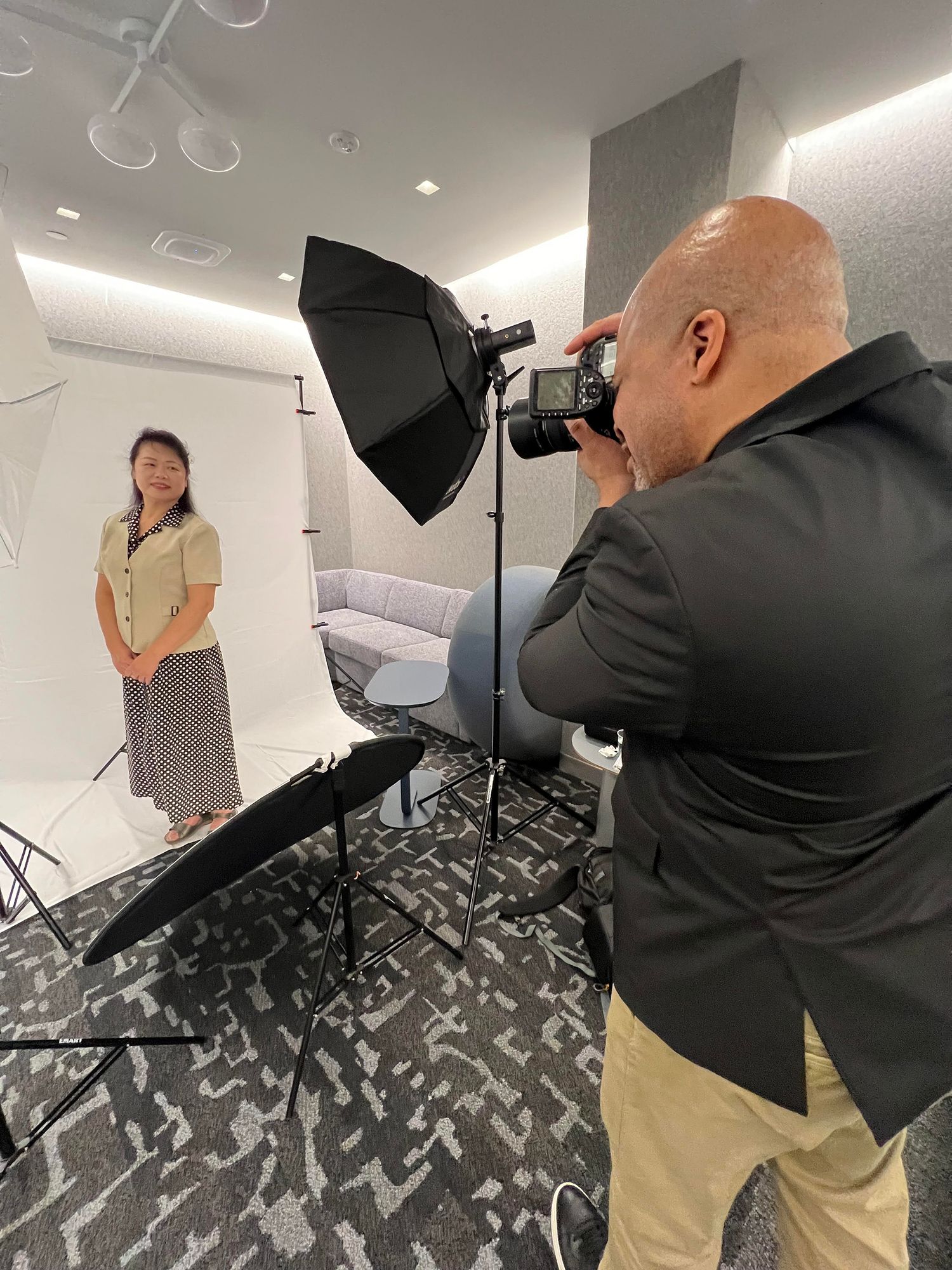Kent Daniel photographing client during professional studio headshot session | Northern NJ headshot photographer