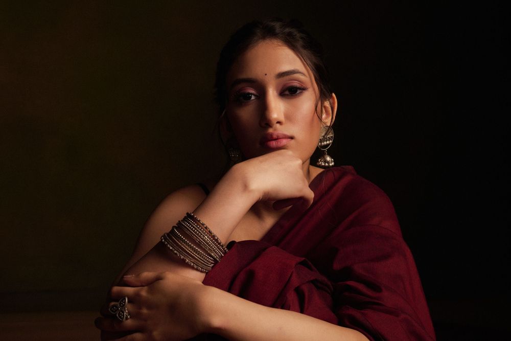 indian outfit and  model posing