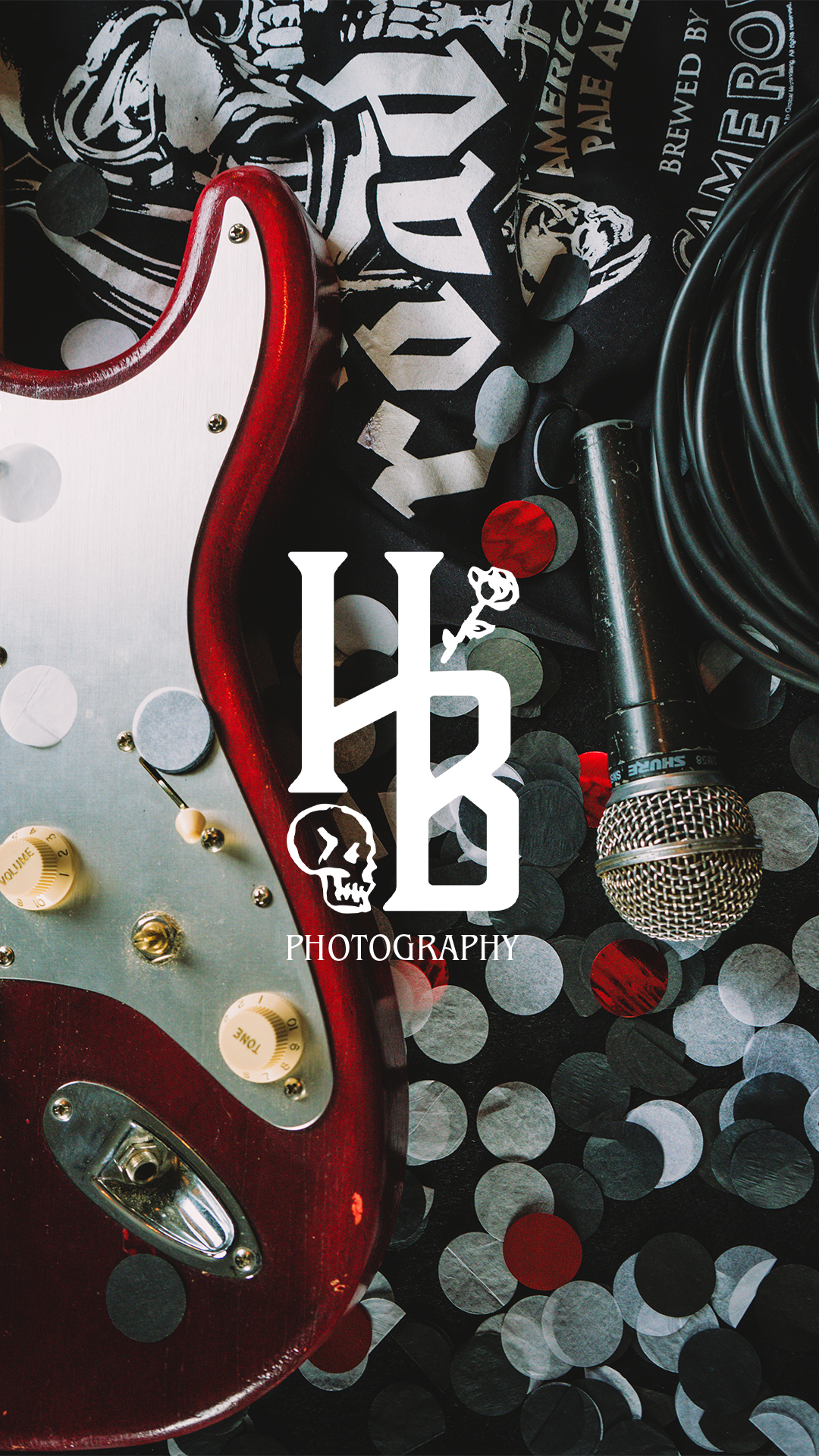 rock n roll wedding photography branding photo with logo
