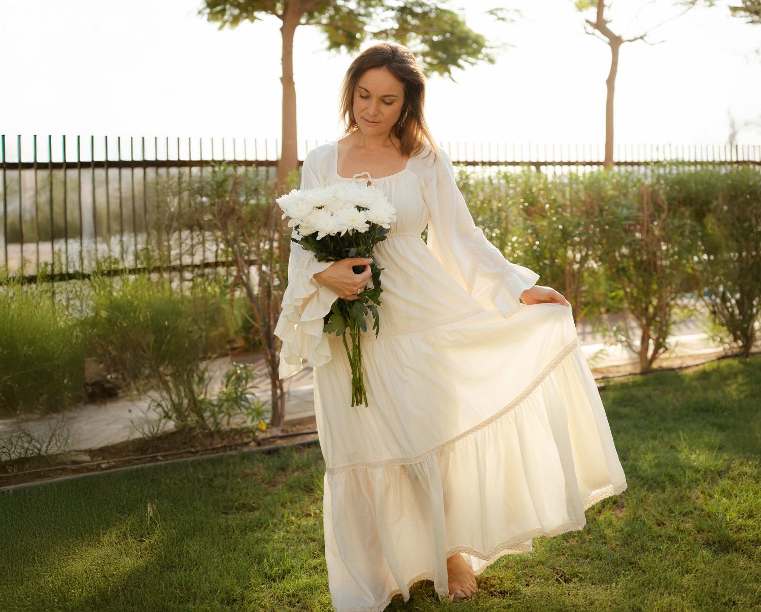 Abu Dhabi park photoshoot umm al emarat greenery white dress client closet