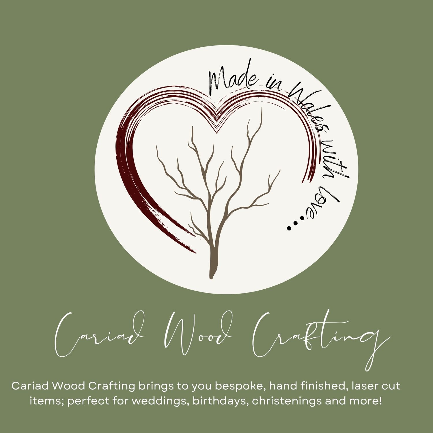 Collection of circular logo designs featuring tree motifs and creative text on green background.