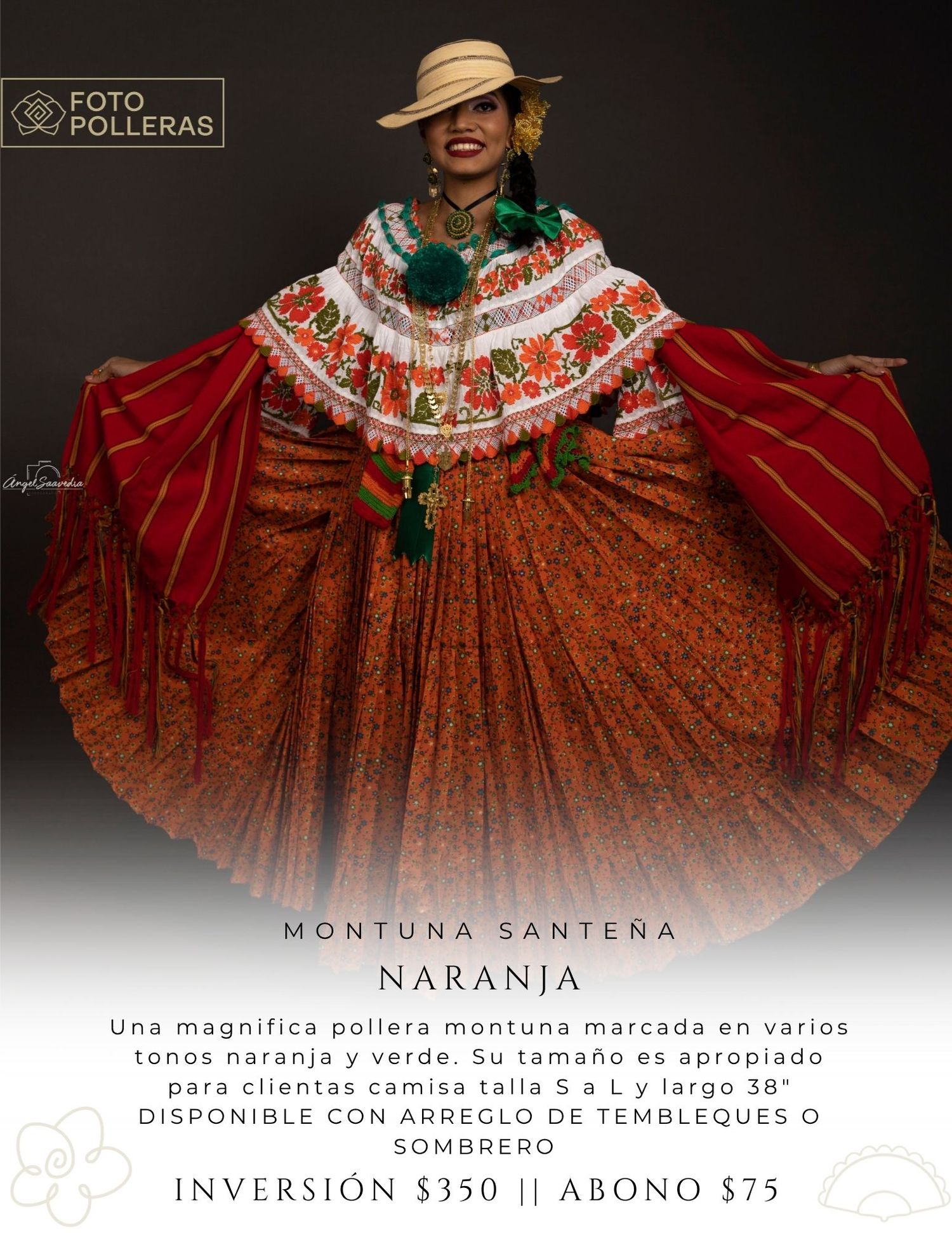 mujer con una pollera blanca de organza y tembleques de colores en atardecer en el casco antiguo
