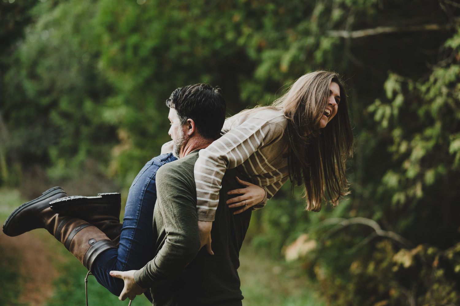 Black and white photo series showing couples dancing together in a romantic outdoor setting.