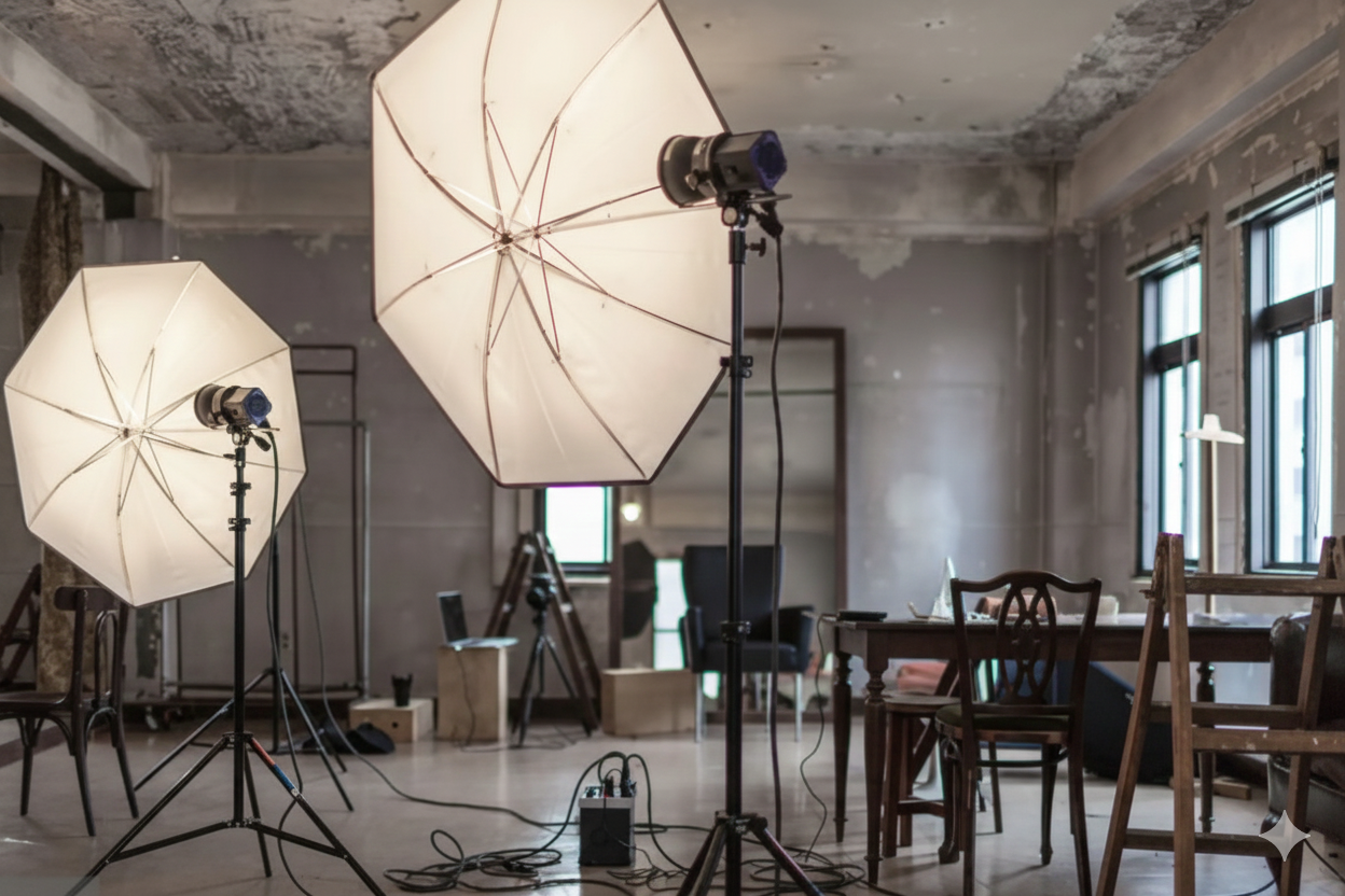 Modern photography workstation in a private studio environment for real-time image review and client collaboration.