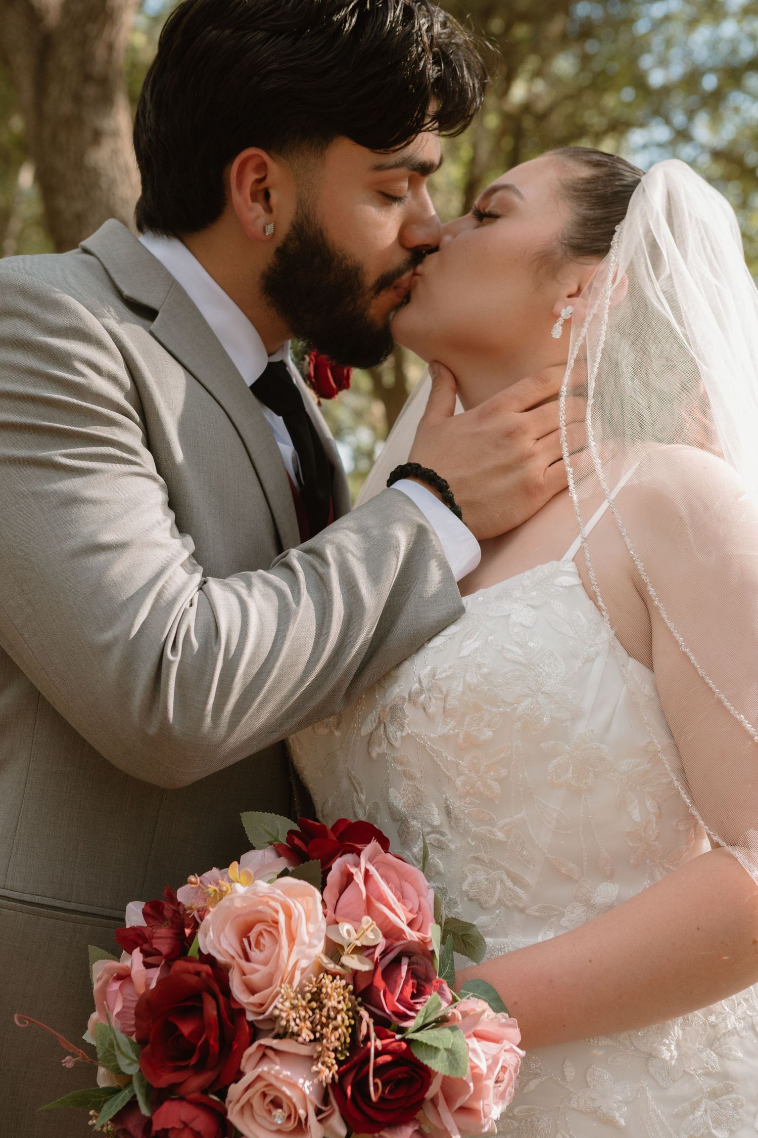 Bride with her horse during a bridal session in Seguin Texas