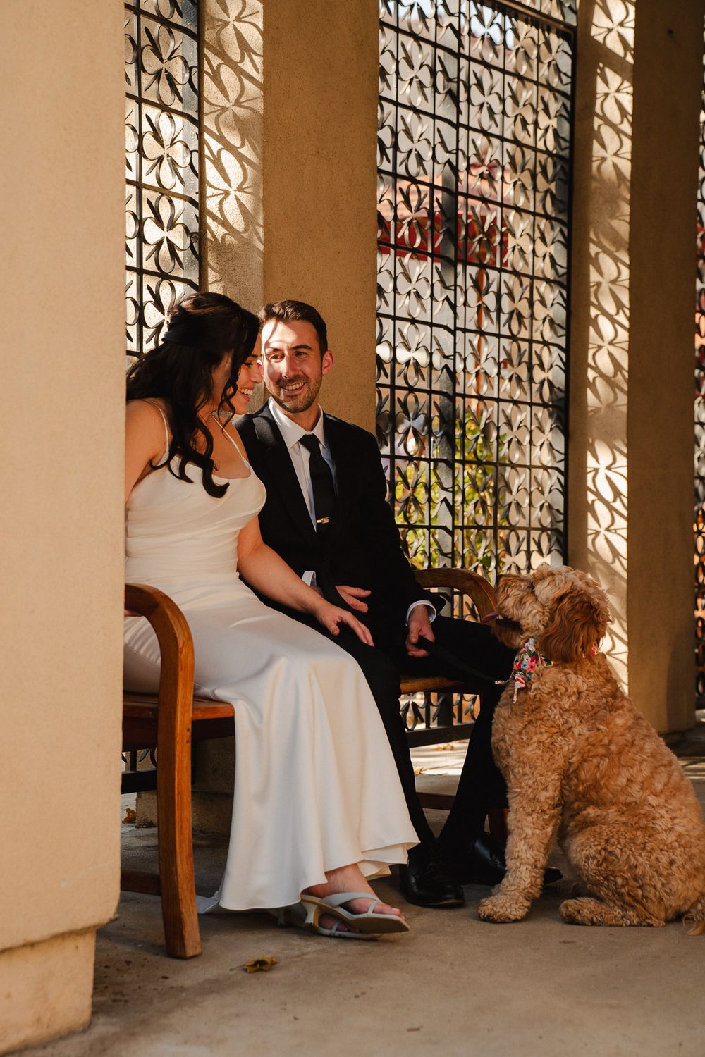 Groom admiring his bride during a relaxed Pasadena wedding session