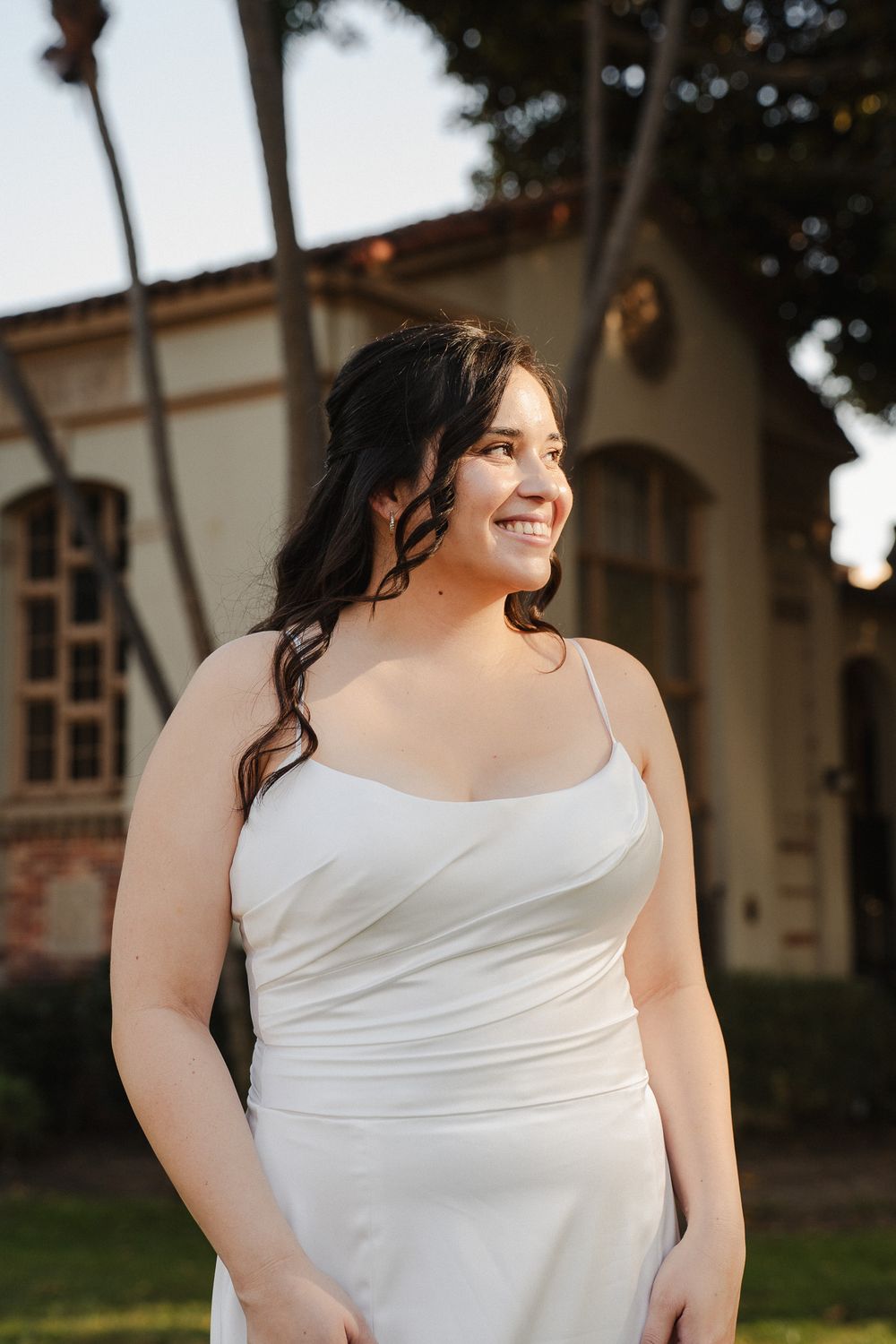 Bride in soft light during their Pasadena wedding