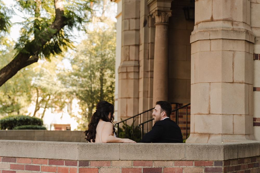 Intimate Los Angeles wedding portrait of a couple sharing a quiet moment