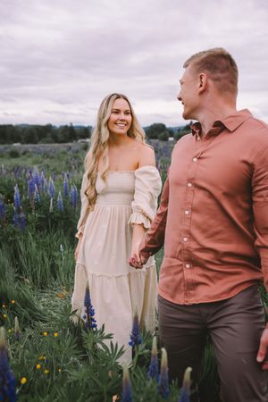 Lupine Wildflower field photography session in Tacoma Washington Spring couples photographer