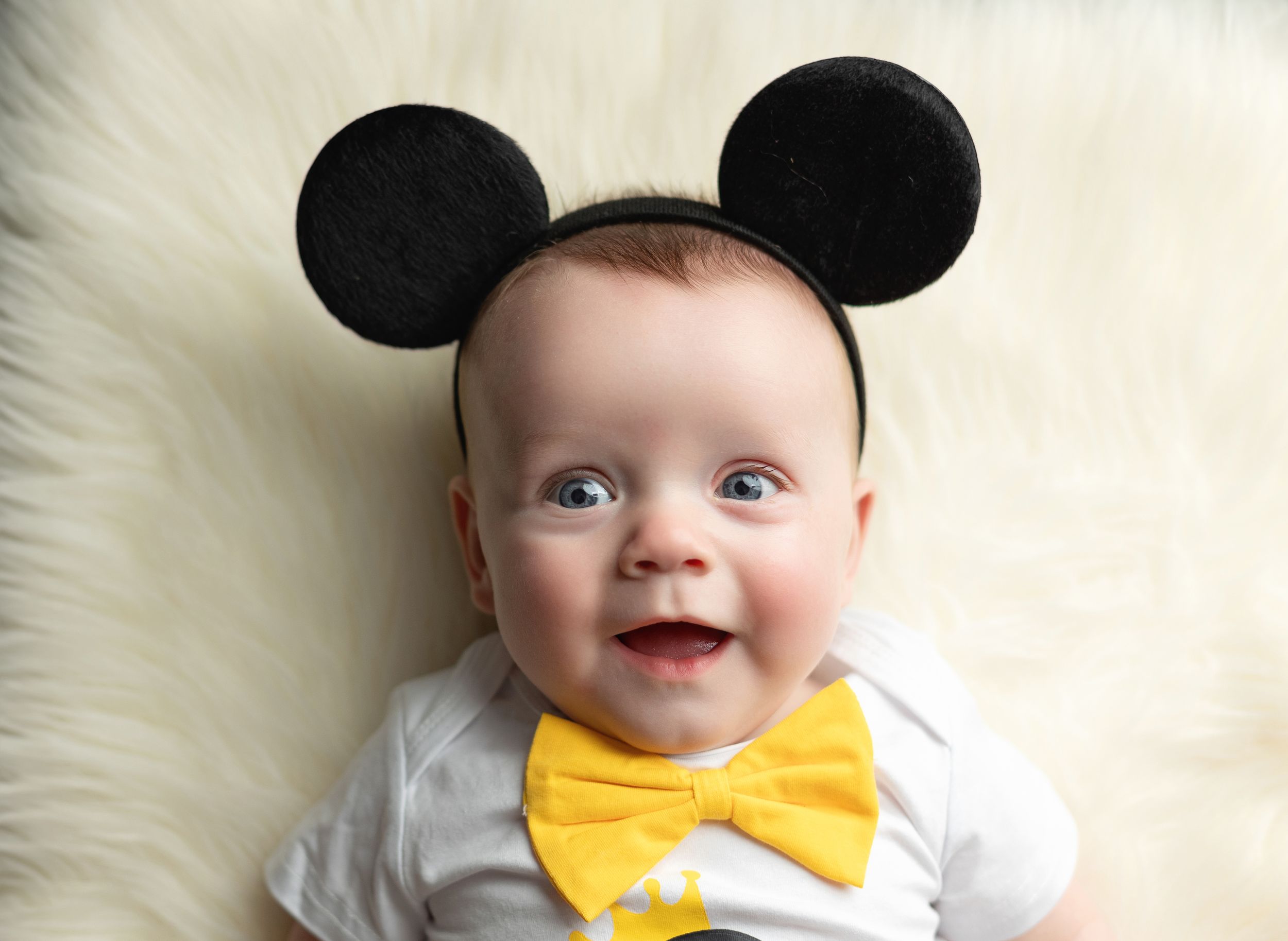 One year with Mickey ears. Greenville SC newborn photographer, Easley SC newborn photographer
