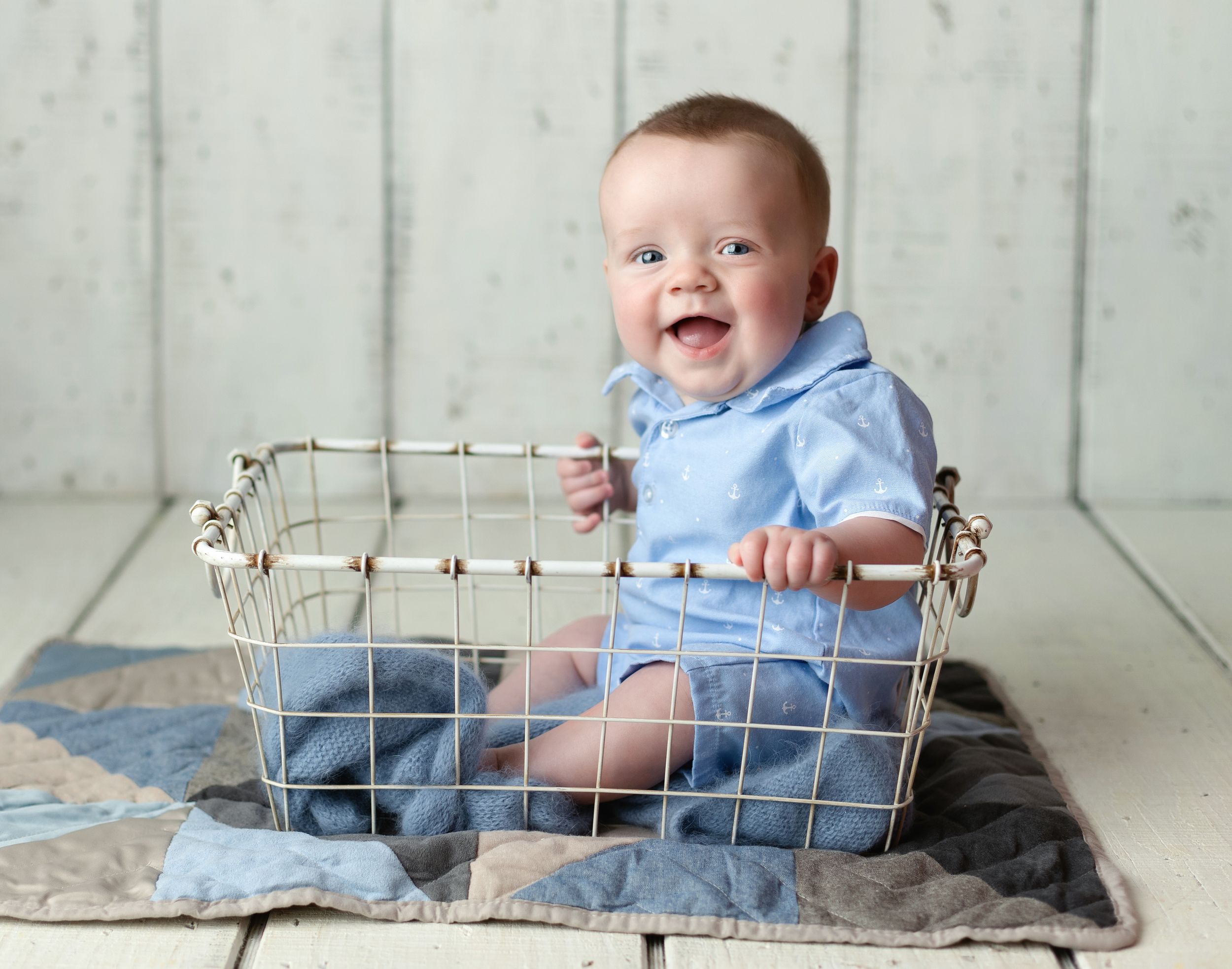 One year old in a basket. Greenville SC newborn photographer, Easley SC newborn photographer