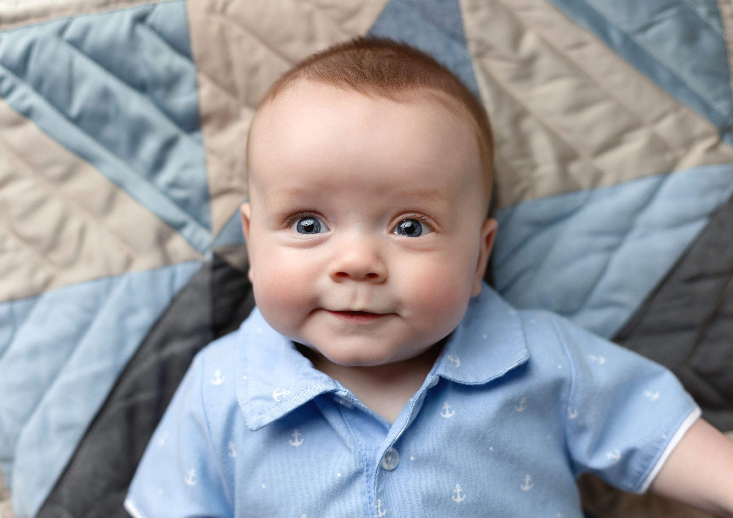 One year old with plaid back. Greenville SC newborn photographer, Easley SC newborn photographer