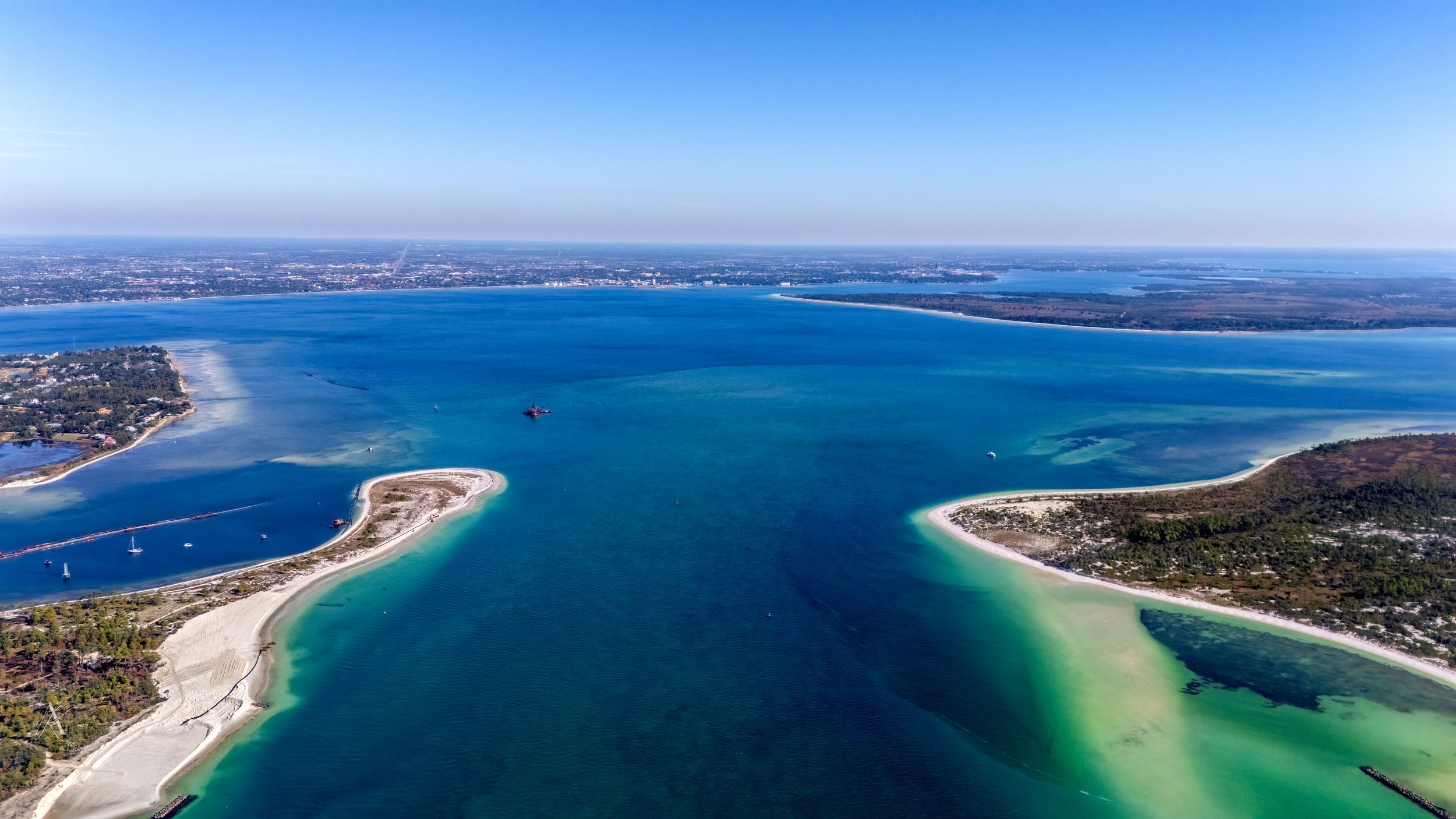 Aerial view of turquoise waters and sandy beaches at Shoalwater Bay Marine Park in Western Australia.