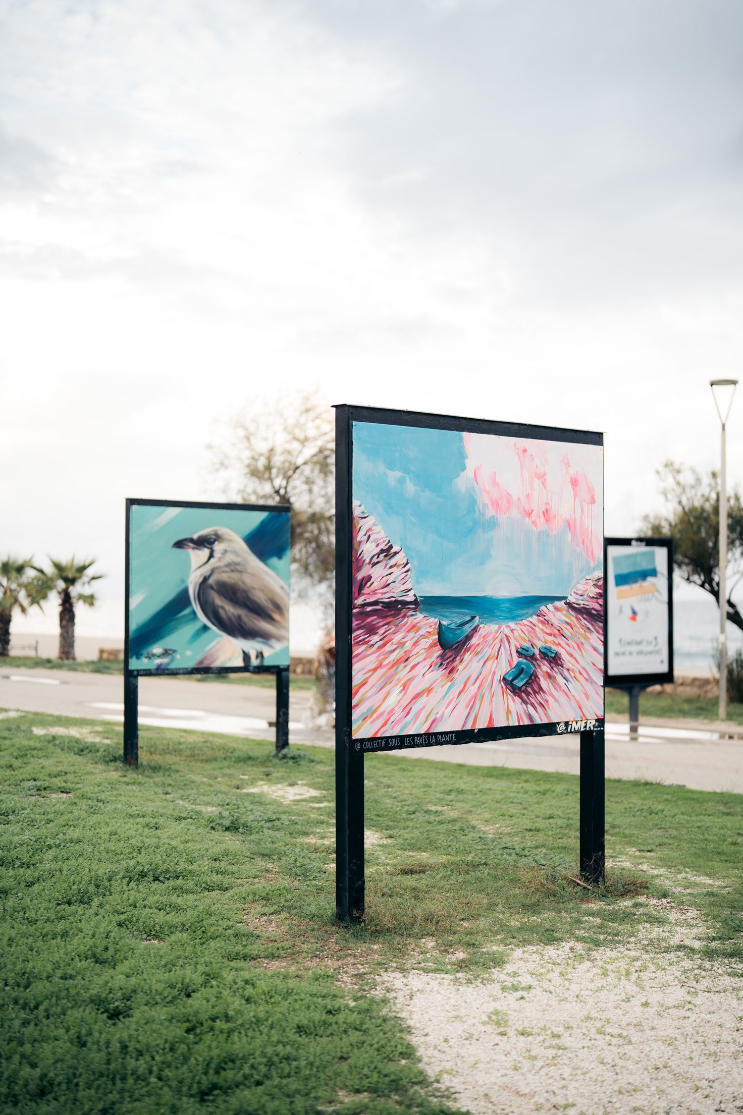 Exposition sur la promenade d'Argelès-sur-mer dans les Pyrénées-Orientales