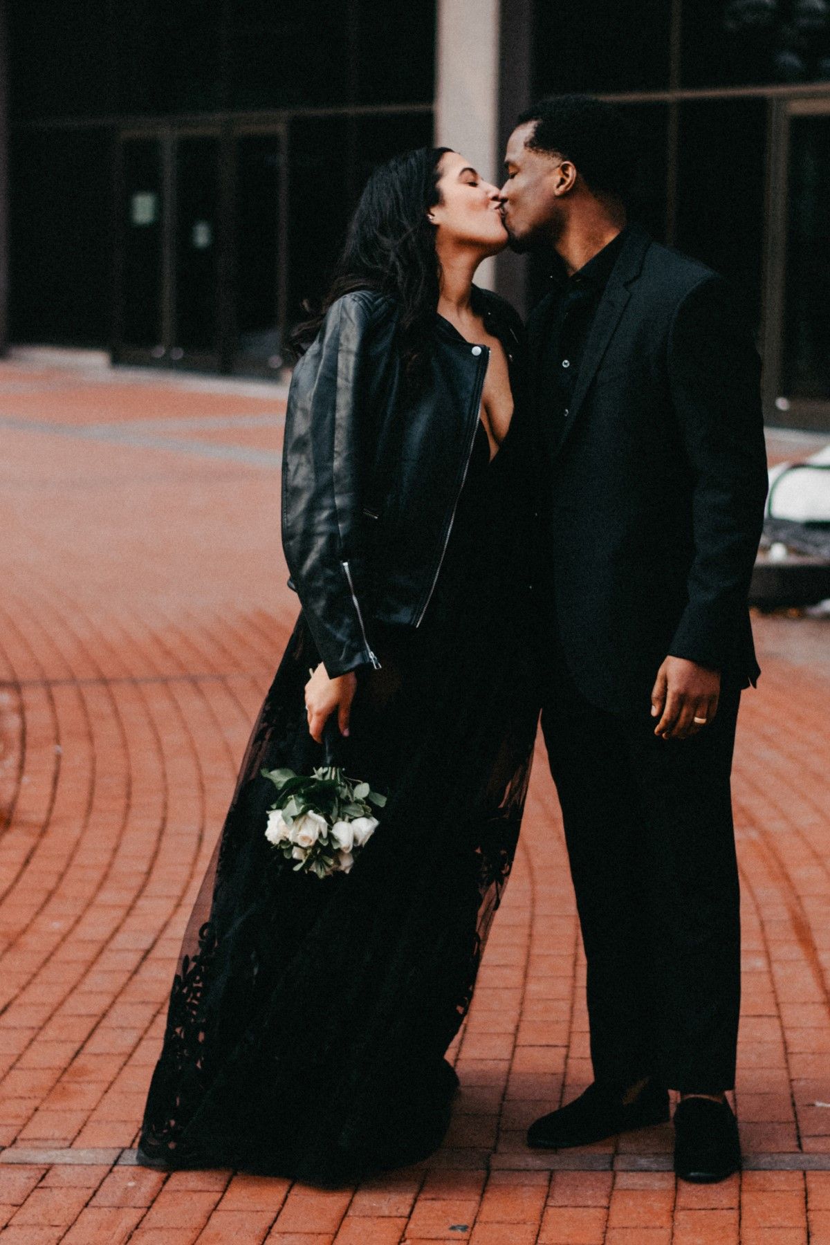 courthouse wedding in minneapolis minnesota black wedding dress urban wedding