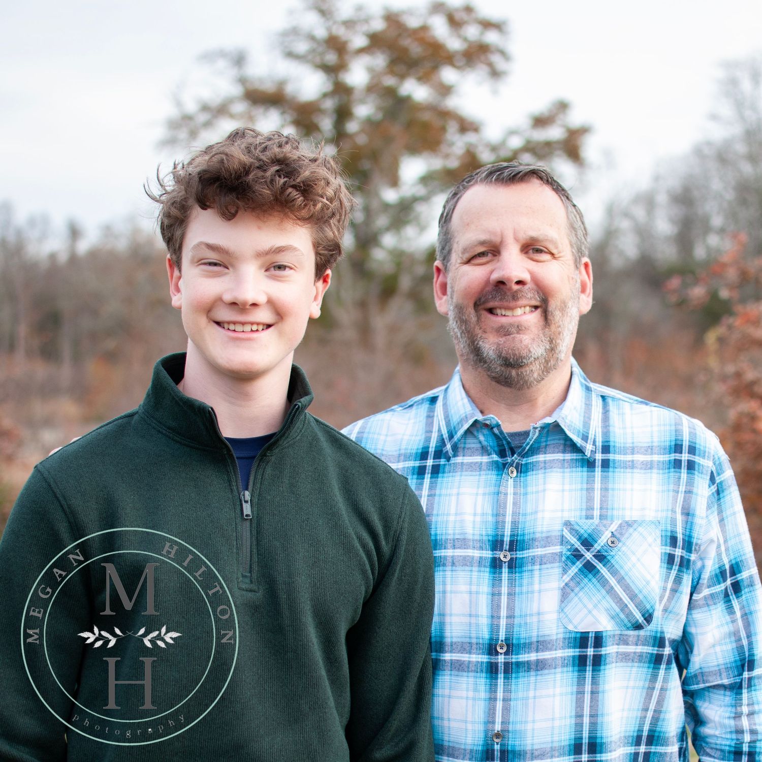 Dad and teenage son photo