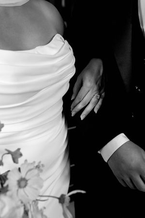 bride and groom black and white