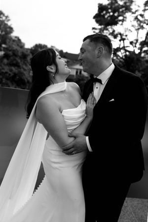 black and white wedding couple