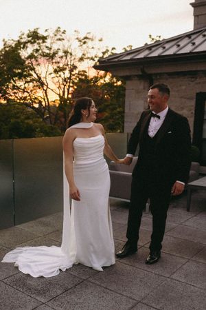 couple wedding sunset