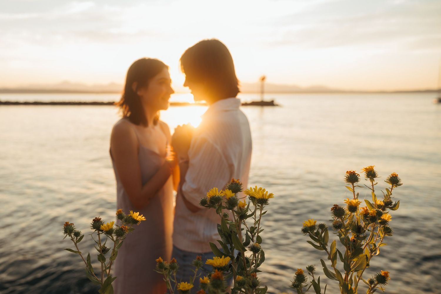 Seattle sunset proposal, Golden Gardens, Seattle, queer couple,  engagement photography, lgbtq photography, proposal photography